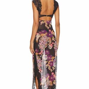 REVOLVE Black Floral Midi Dress